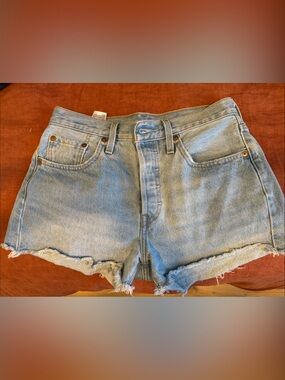 Levi's 501 Light Blue Denim Cutoff Jean Shorts